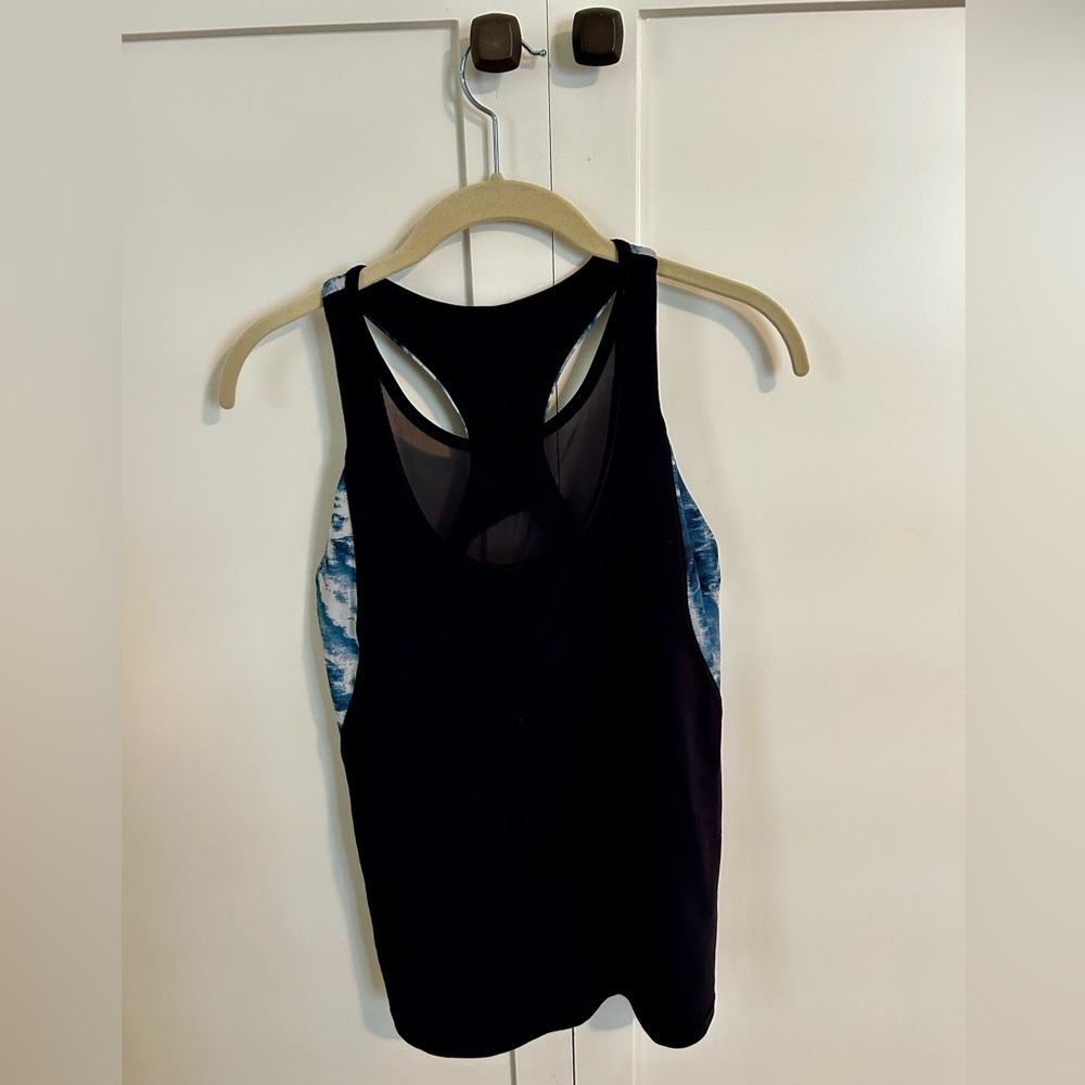 LULULEMON navy and blue tie dye Racerback fittedTank Top